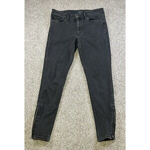 Lauren Ralph Lauren Women's Black Jeans W Zippers on Legs & Faux Leather Sz 6